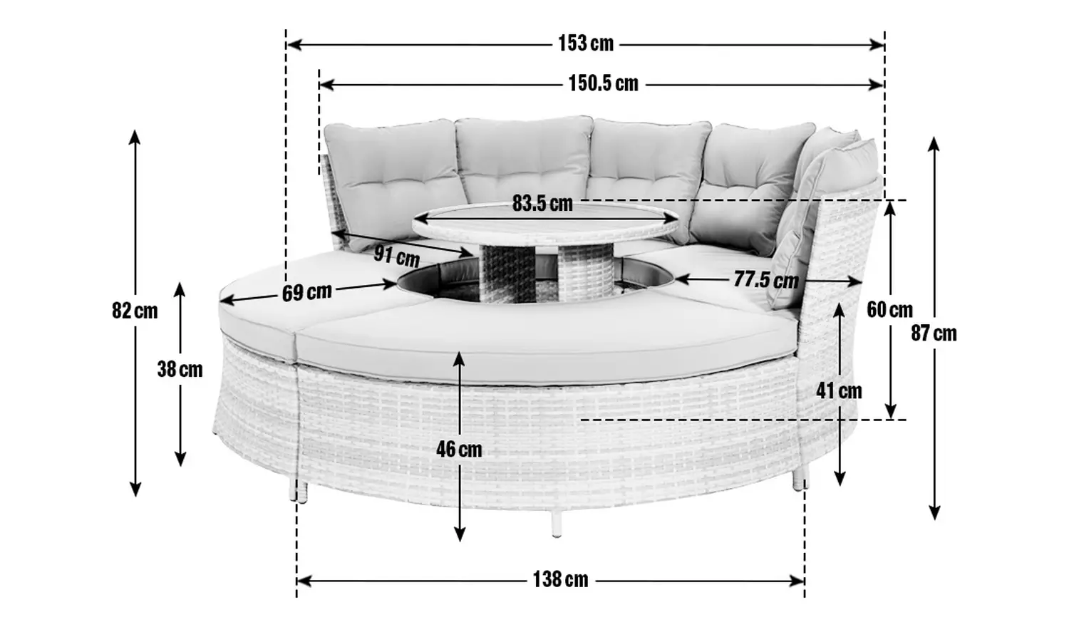Argos Home Saturn 8 Seater Rattan Garden Sofa Set - Grey