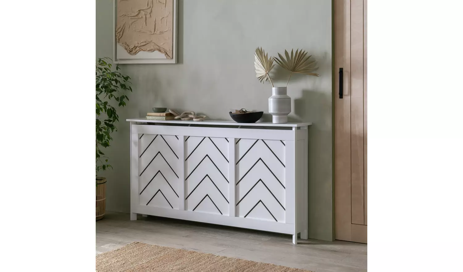 Habitat Chevron Large Radiator Cover - White