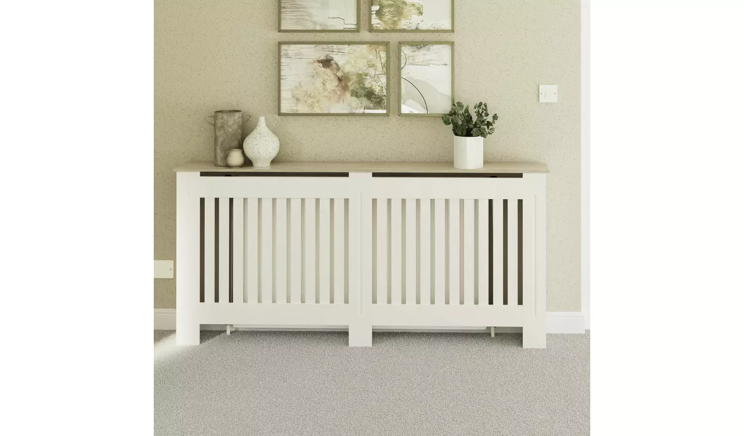 GFW Longslow Extra Large Radiator Cover - White & Oak