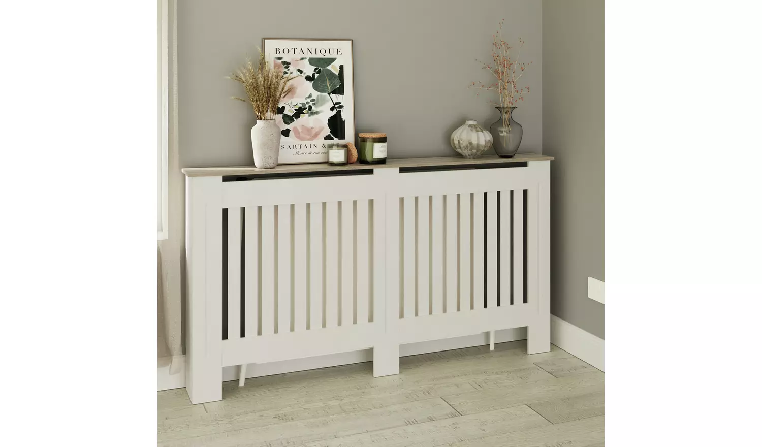 GFW Longslow Large Radiator Cover - White & Oak