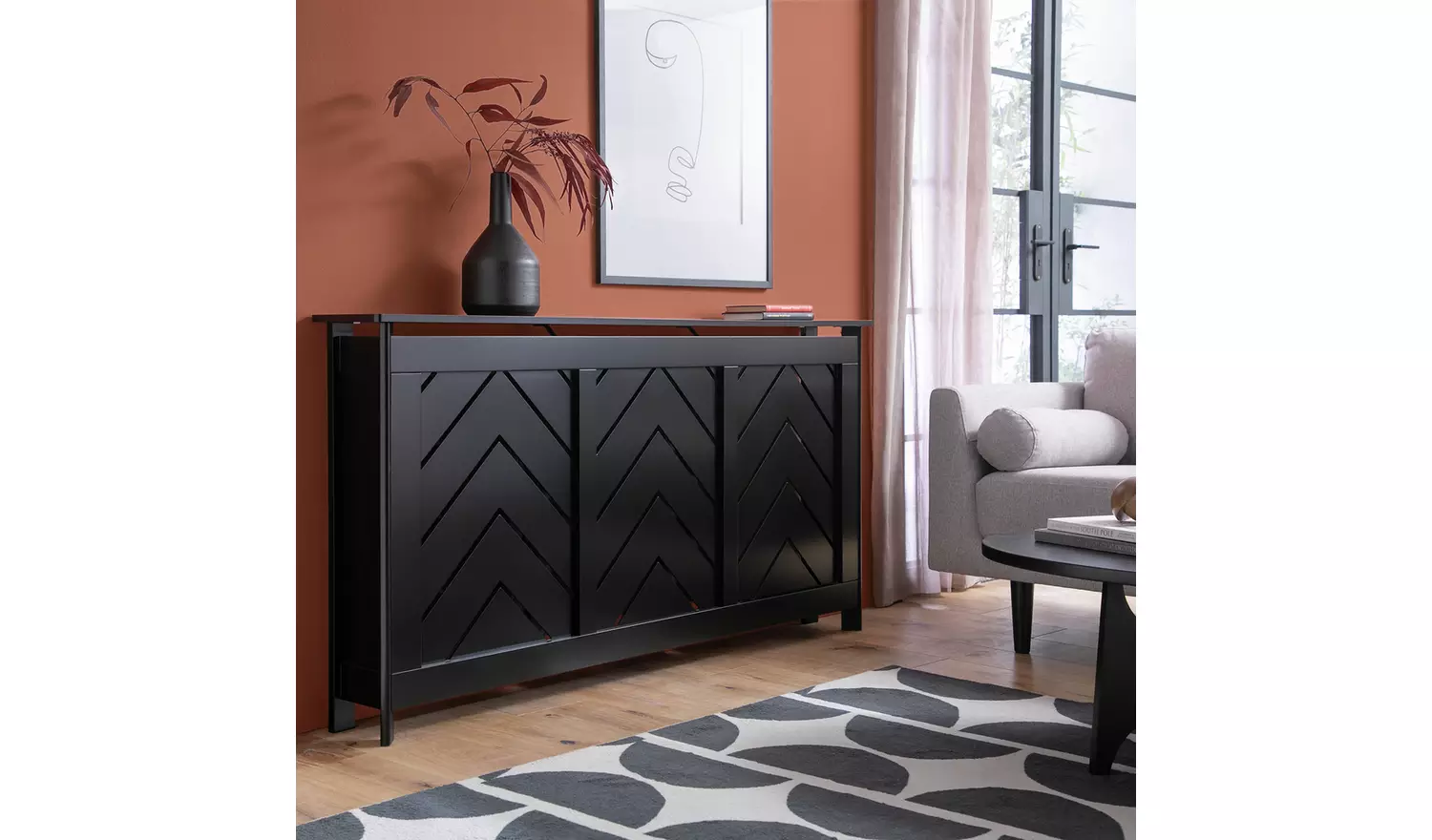 Habitat Chevron Large Radiator Cover - Black