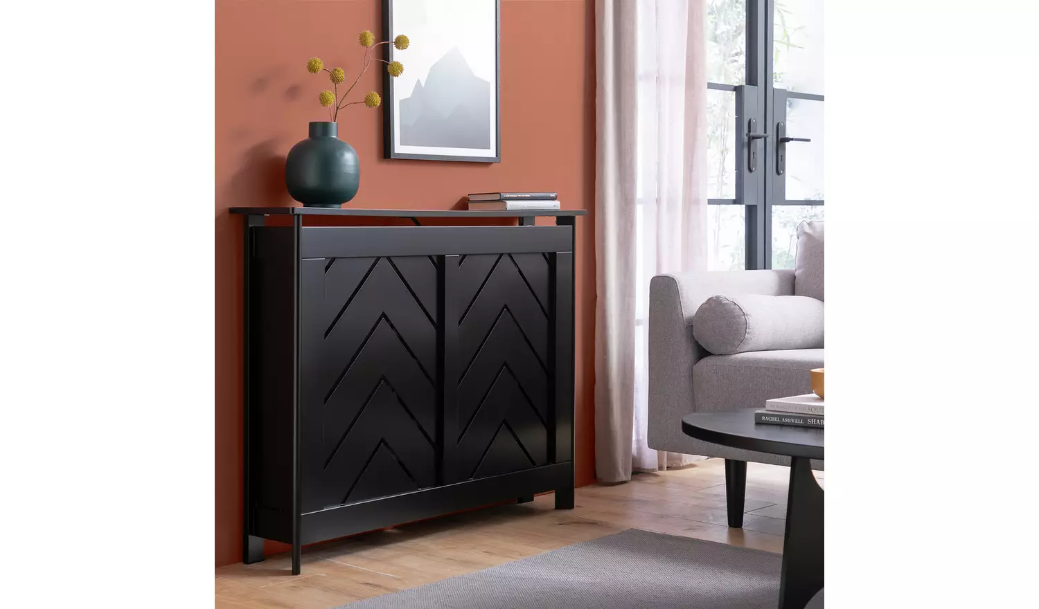 Habitat Chevron Small Radiator Cover - Black