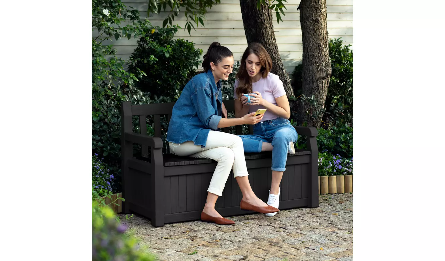 Keter Eden Bench 265L Outdoor Garden Storage Box - Grey