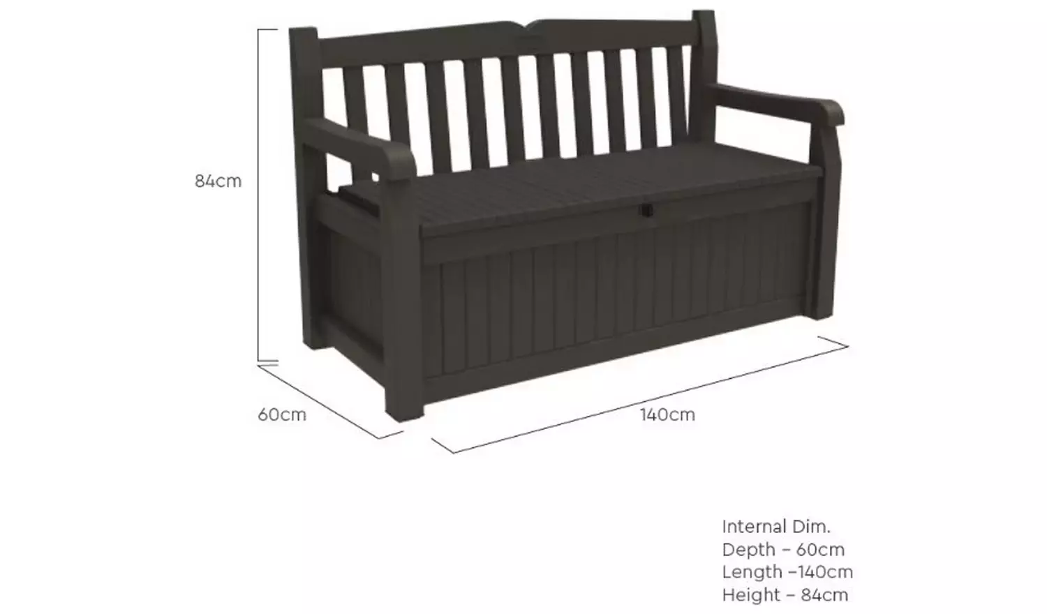 Keter Eden Bench 265L Outdoor Garden Storage Box - Grey