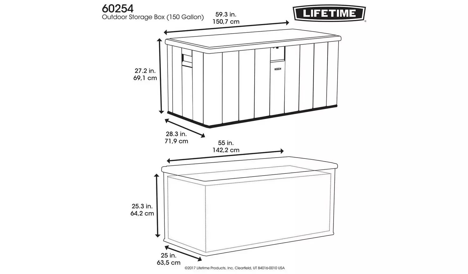 Lifetime Outdoor Garden Storage Deck Box - 150 Gallon