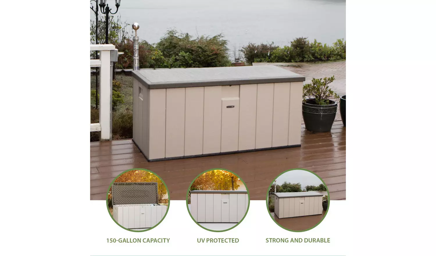 Lifetime Outdoor Garden Storage Deck Box - 150 Gallon