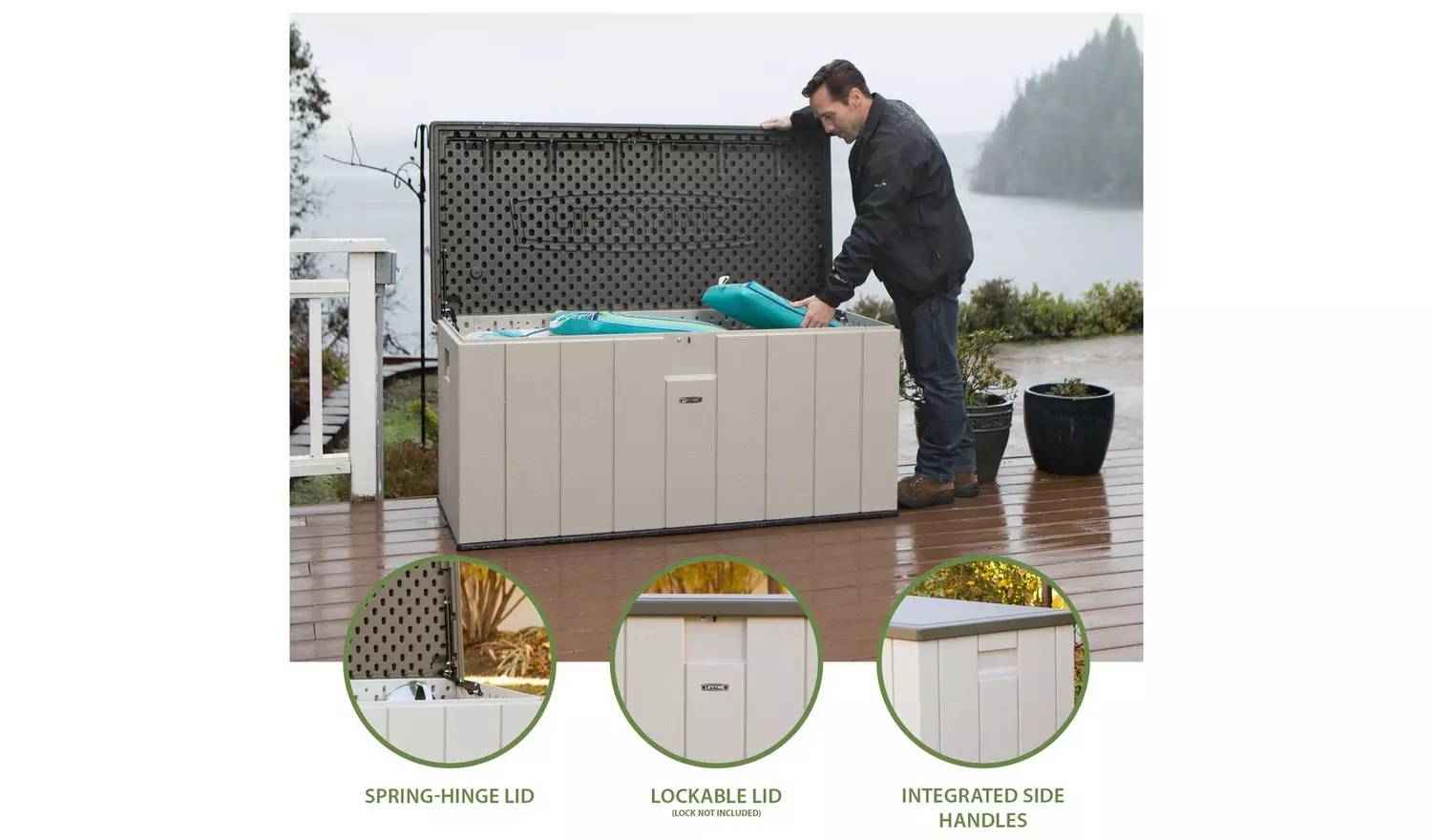 Lifetime Outdoor Garden Storage Deck Box - 150 Gallon