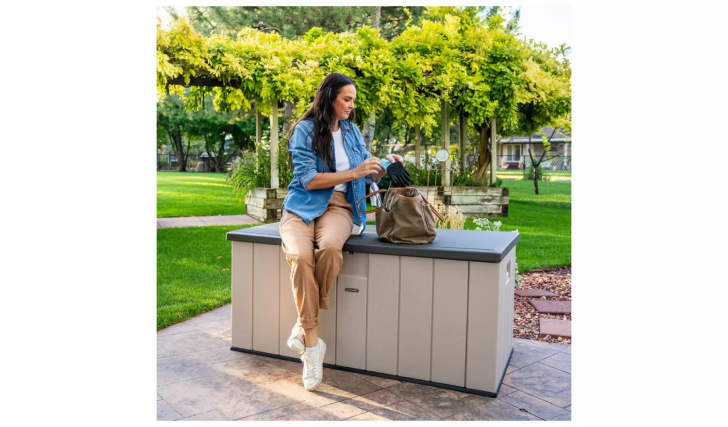 Lifetime Outdoor Garden Storage Deck Box - 150 Gallon