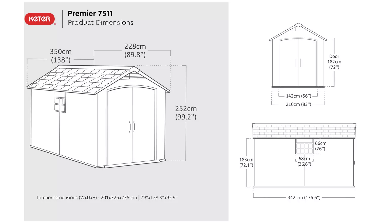 Keter Premier Apex Outdoor Garden Storage Shed -7.5 x 11.5ft