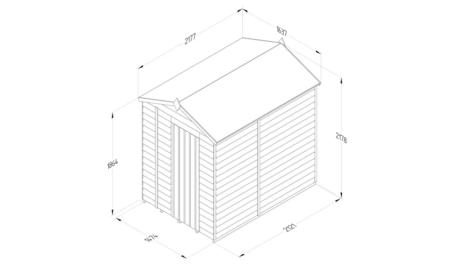 Forest 4Life Overlap Pressure Treated Apex Shed - 7 x 5ft