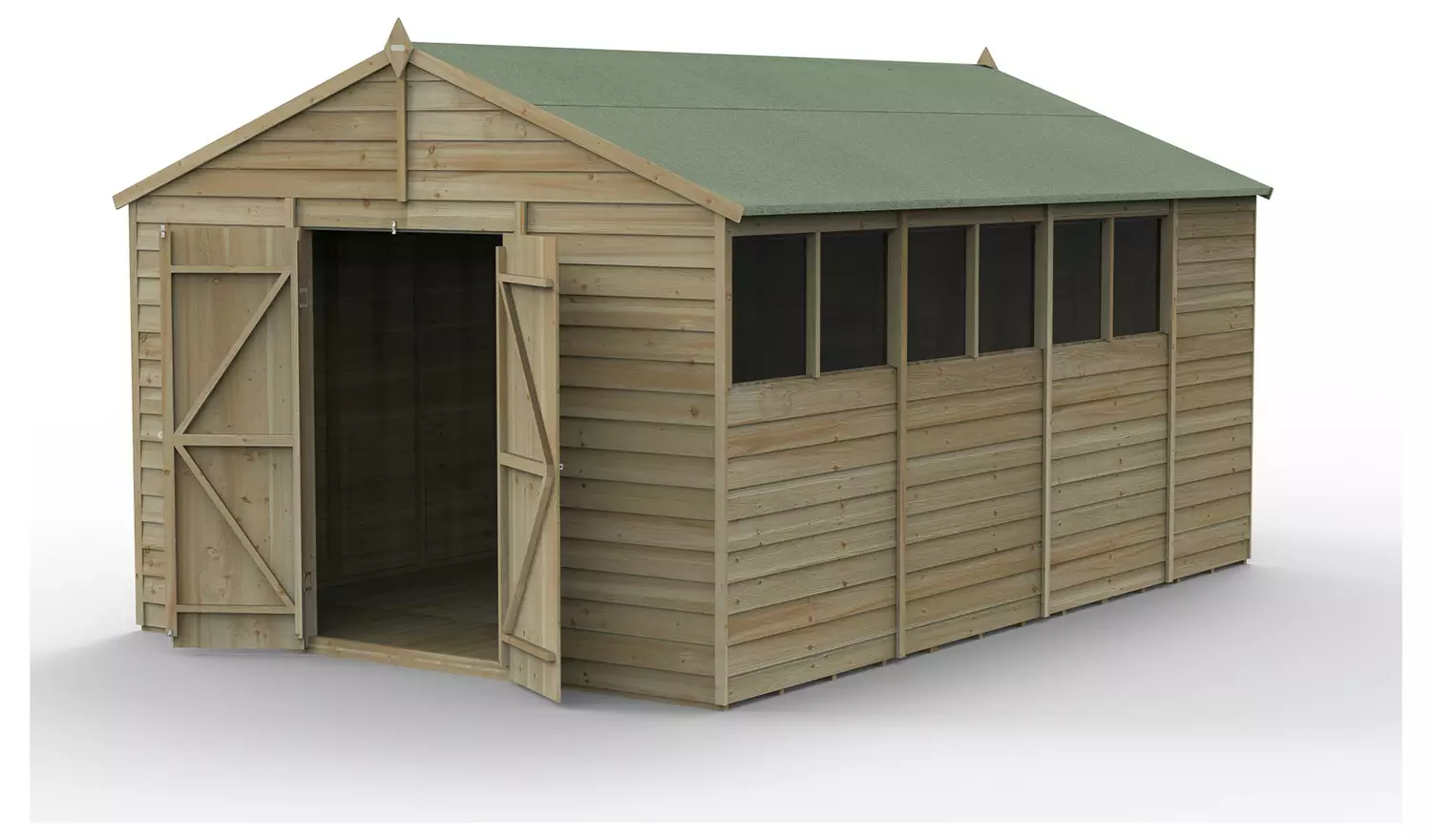 Forest 4Life Overlap Pressure Treated Apex Shed - 10 x 15ft