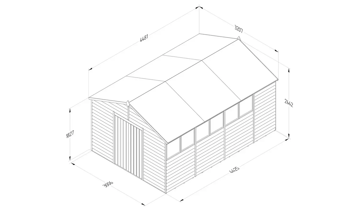Forest 4Life Overlap Pressure Treated Apex Shed - 10 x 15ft