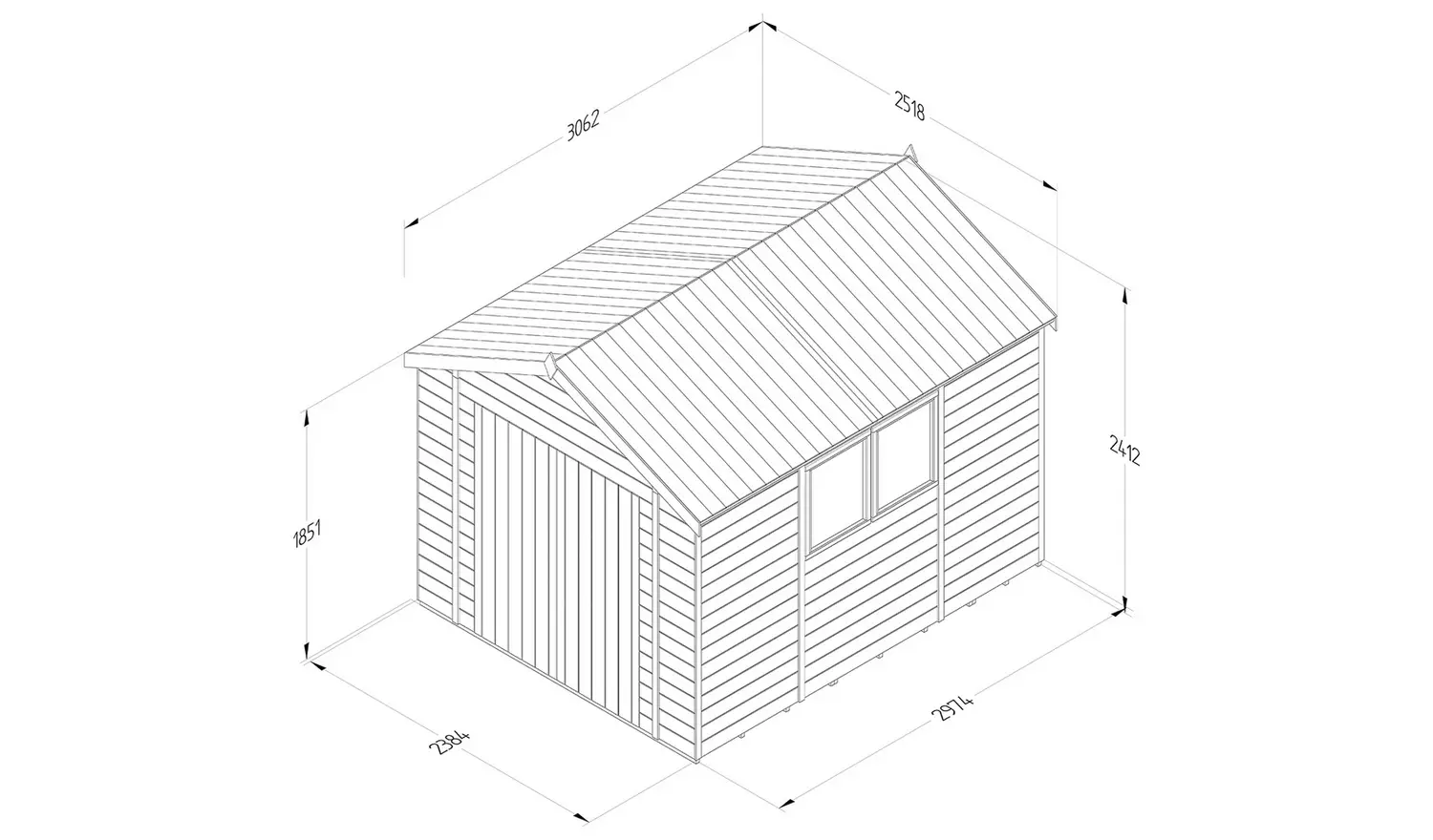Forest Timberdale Double Door Apex Shed - 10 x 8ft