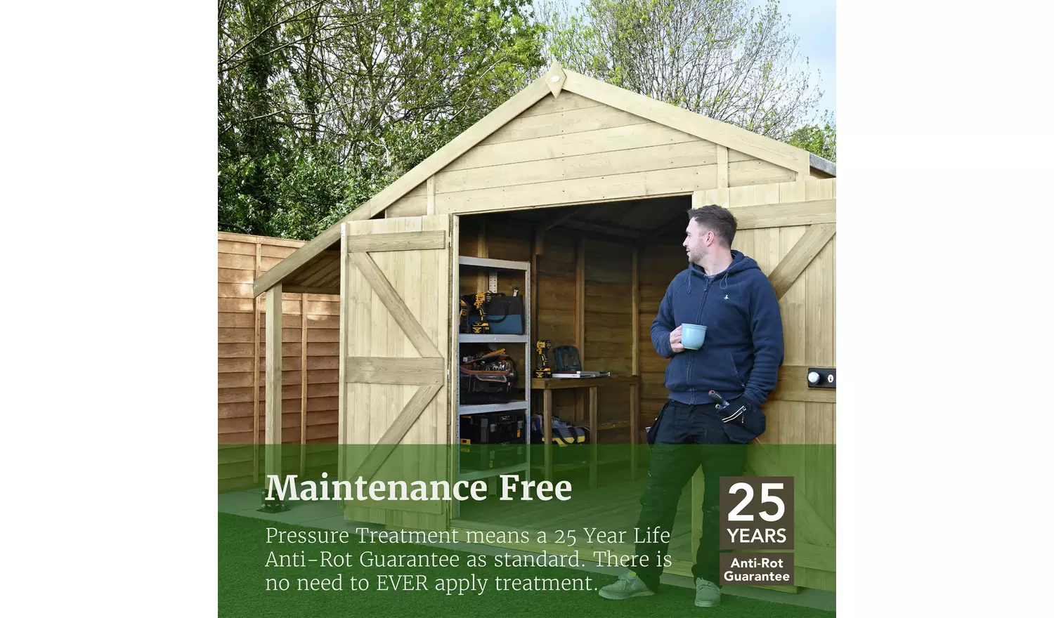 Forest Timberdale Double Door Apex Shed - 10 x 8ft