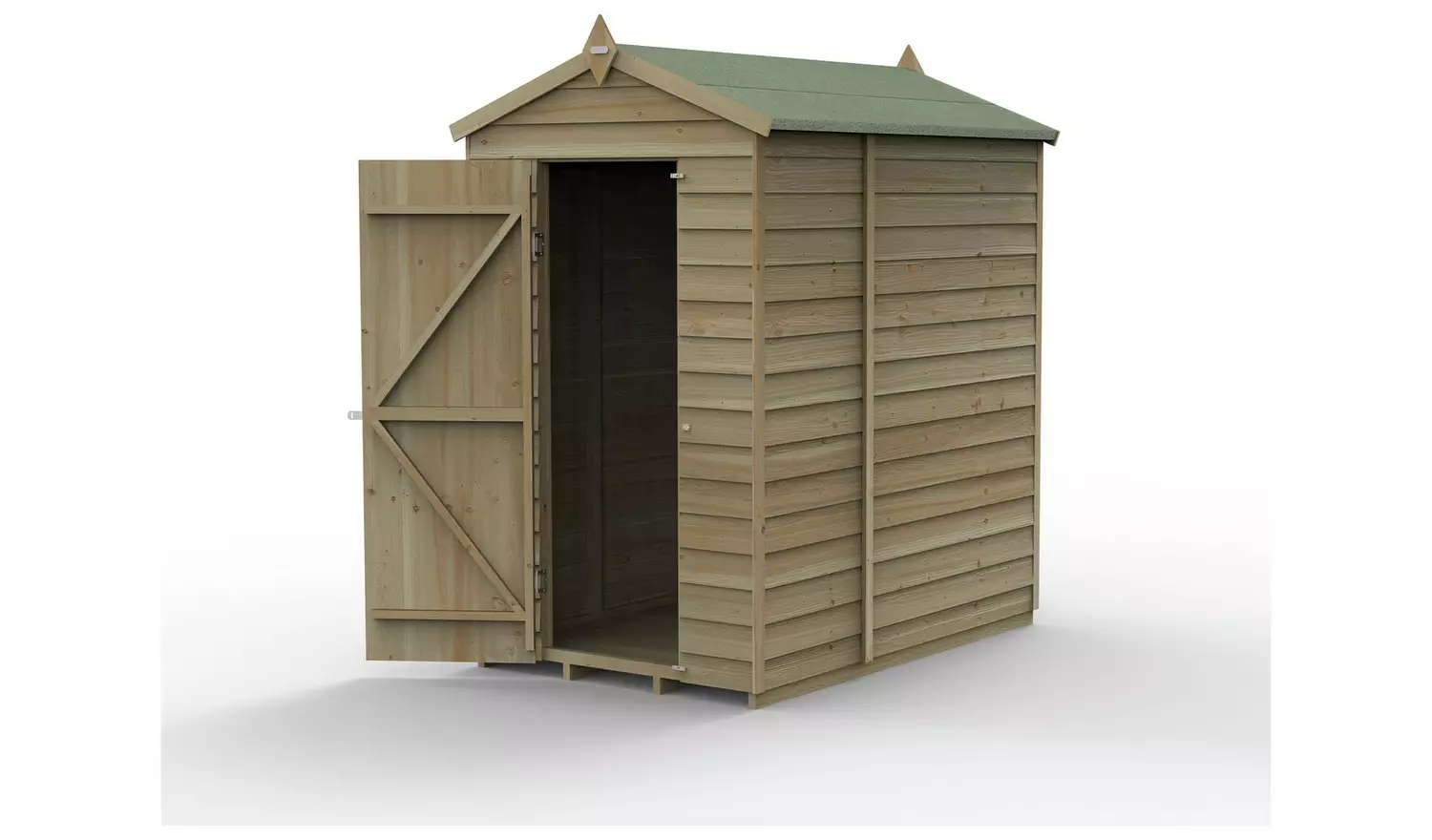 Forest 4Life Wooden Overlap Windowless Apex Shed - 6 x 4ft