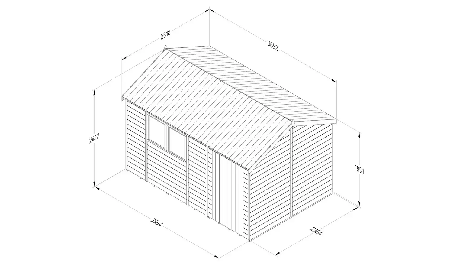 Forest Timberdale Reverse Apex Shed - 12 x 8ft