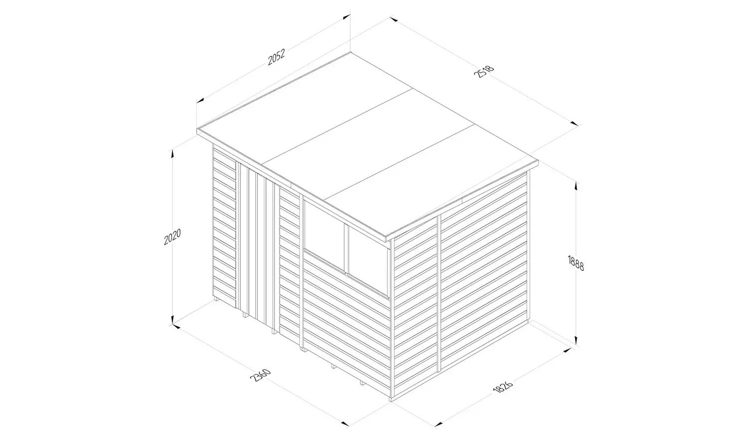 Forest Beckwood Shiplap 2 Windows Pent Shed - 8 x 6ft