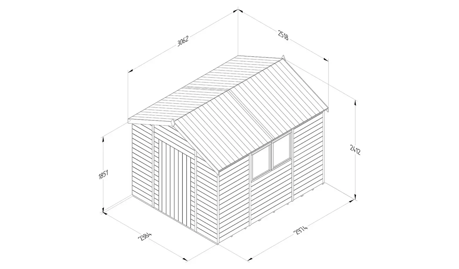 Forest Timberdale 2 Windows Apex Shed - 10 x 8ft