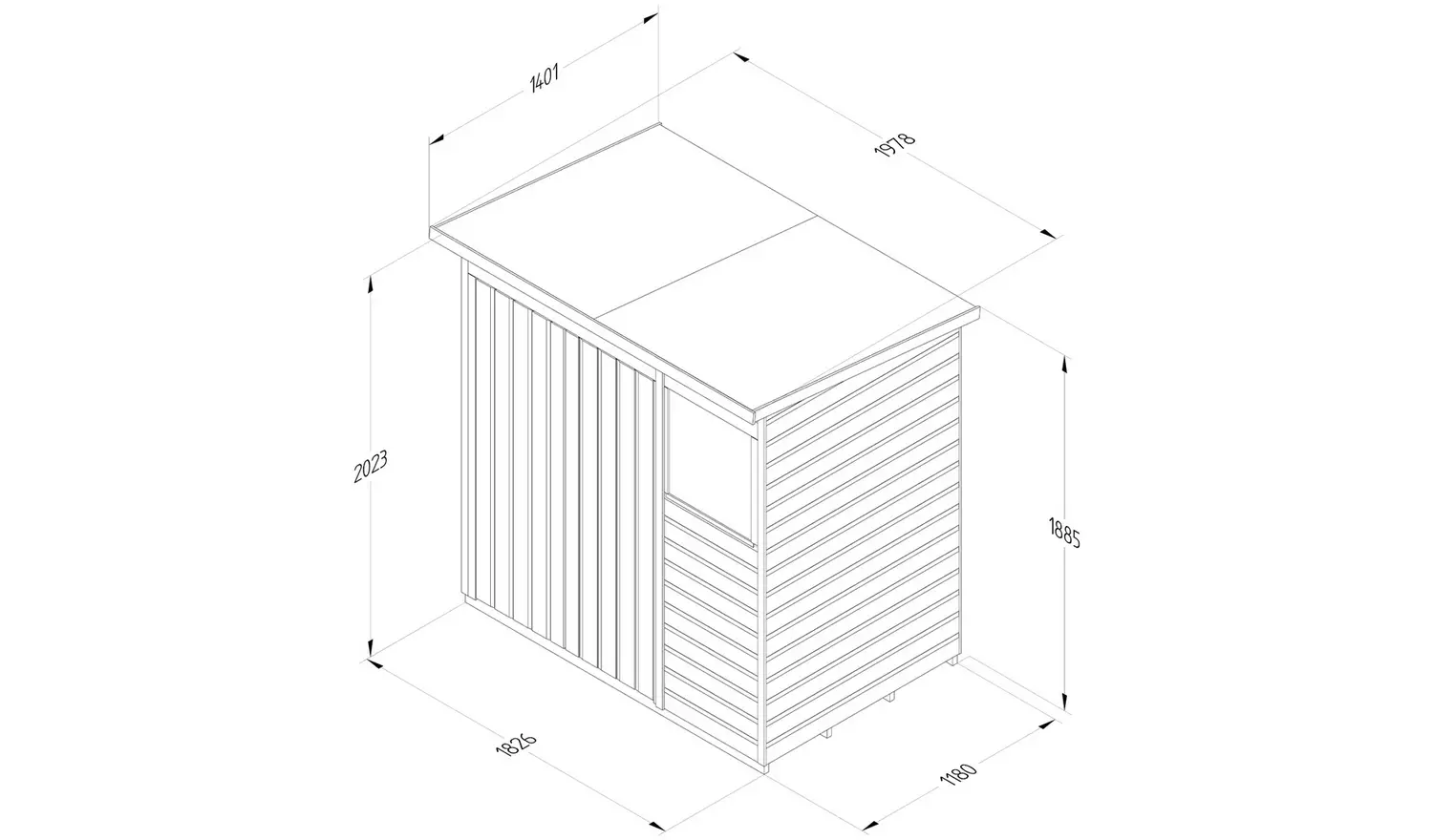 Forest Beckwood Shiplap 1 Window Pent Shed - 6 x 4ft