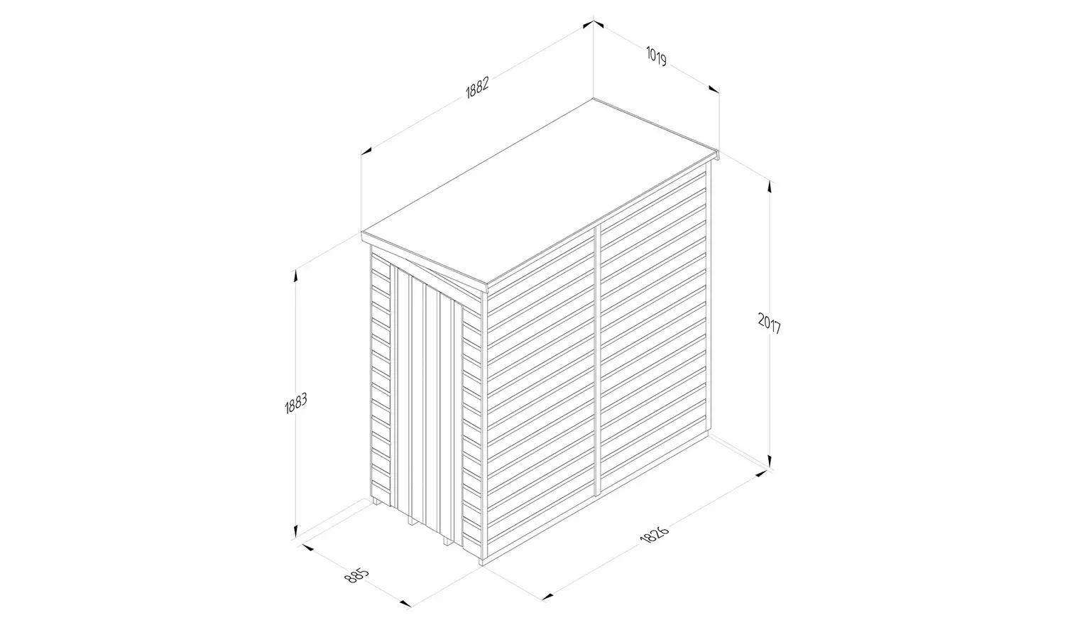 Forest Beckwood Shiplap Windowless Pent Shed - 6 x 3ft