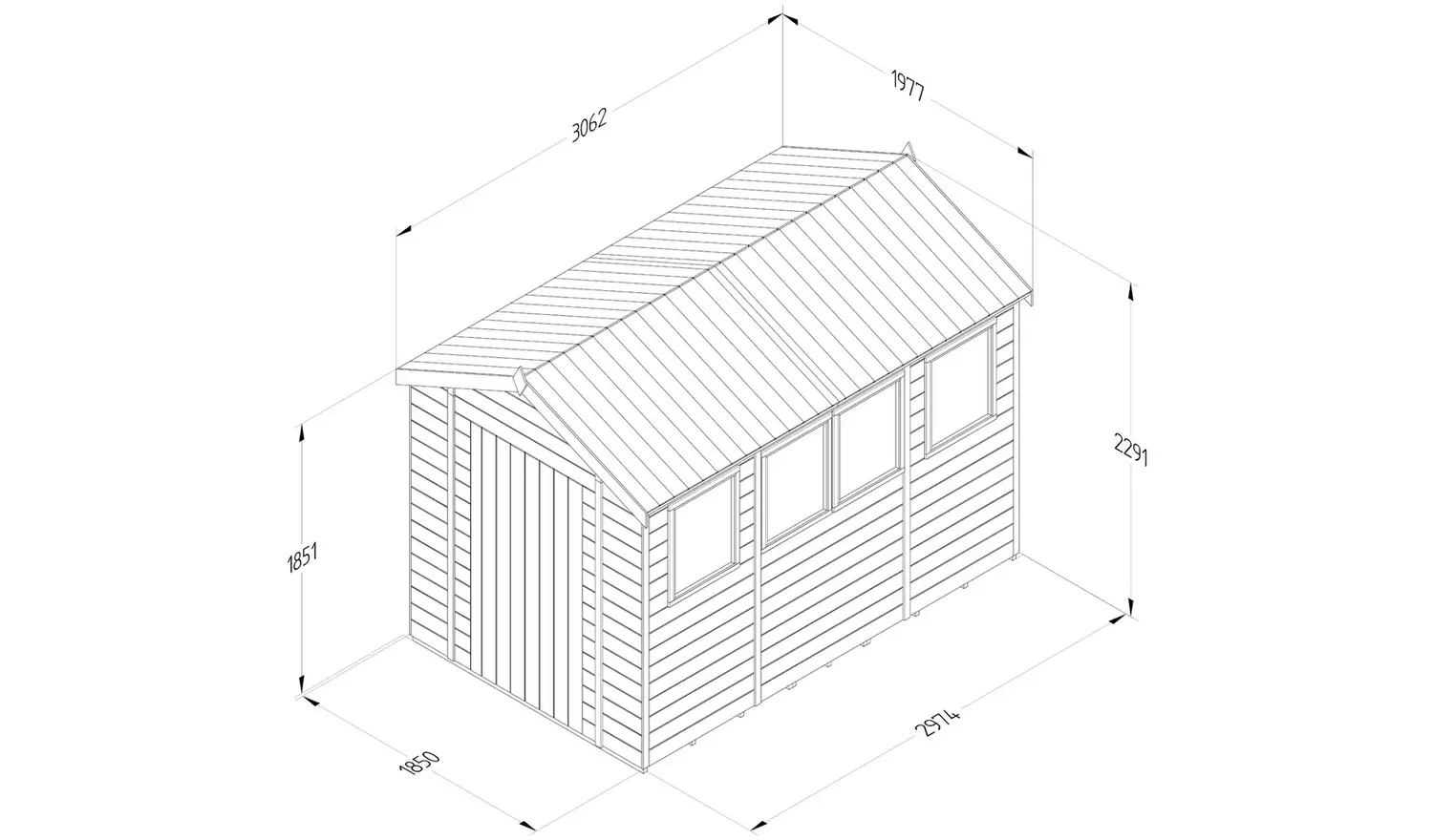 Forest Timberdale 4 Windows Apex Shed - 10 x 6ft