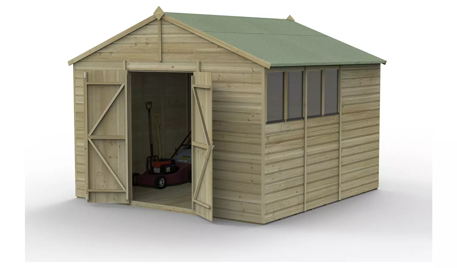 Forest Beckwood Shiplap 4 Windows Apex Shed - 10 x 10ft