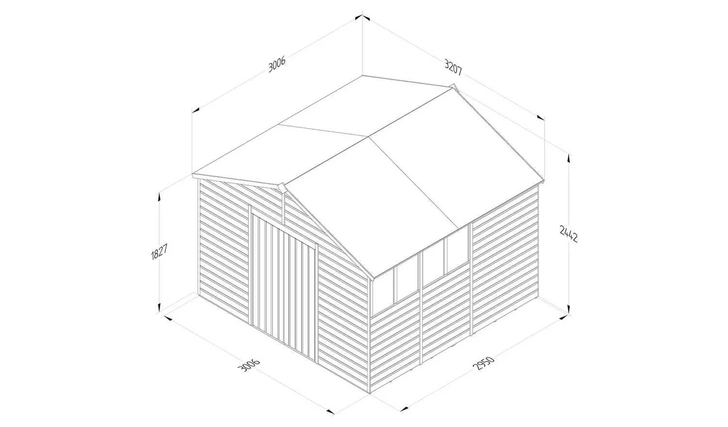 Forest Beckwood Shiplap 4 Windows Apex Shed - 10 x 10ft