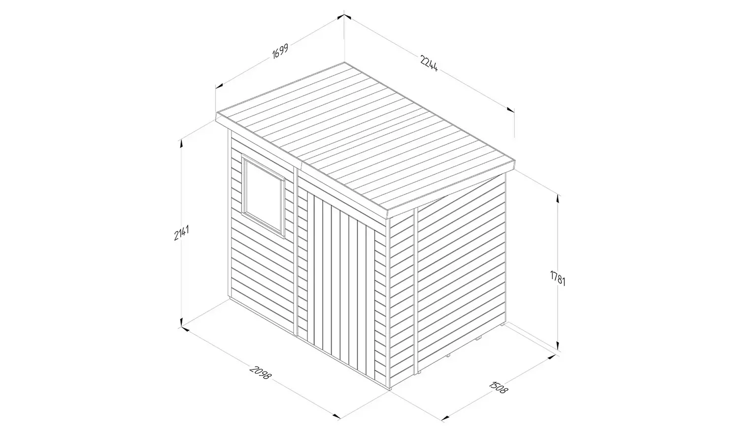 Forest Timberdale 1 Window Pent Shed - 7 x 5ft
