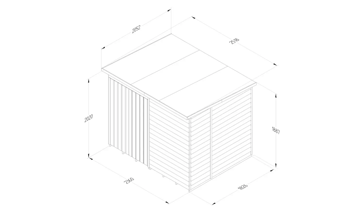 Forest 4Life Overlap Windowless Pent Shed - 8 x 6ft