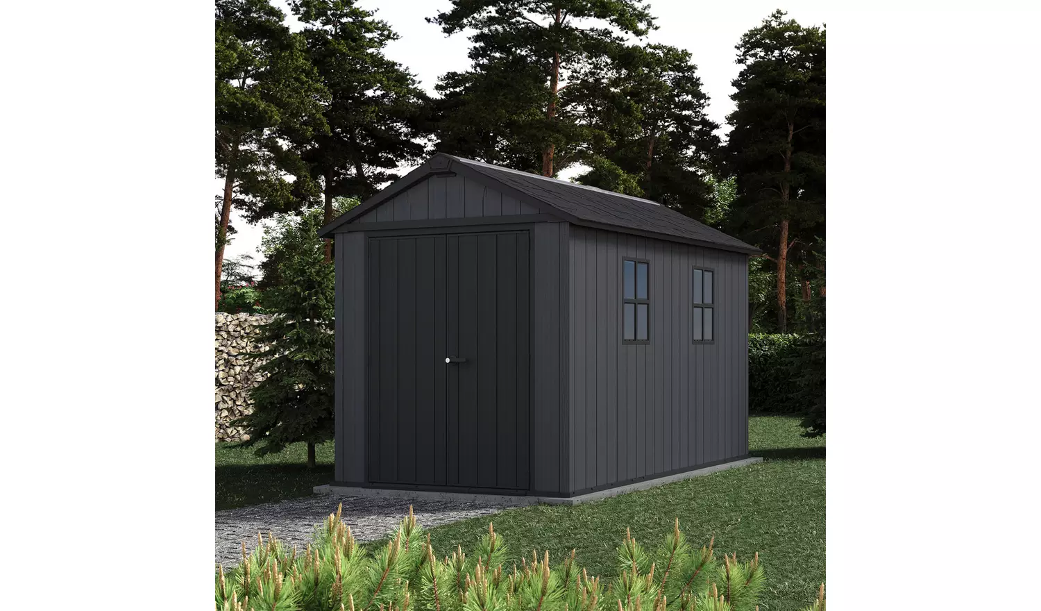 Keter Newton Plus Apex Outdoor Storage Shed 7.5x11ft - Grey