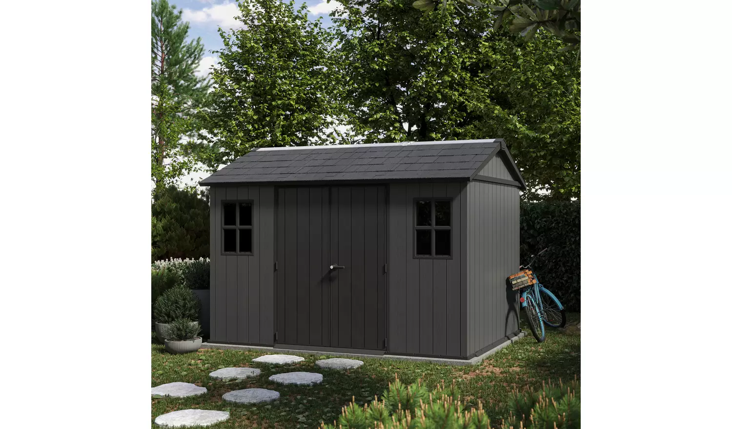 Keter Newton Plus Apex Outdoor Storage Shed 7.5x11ft - Grey