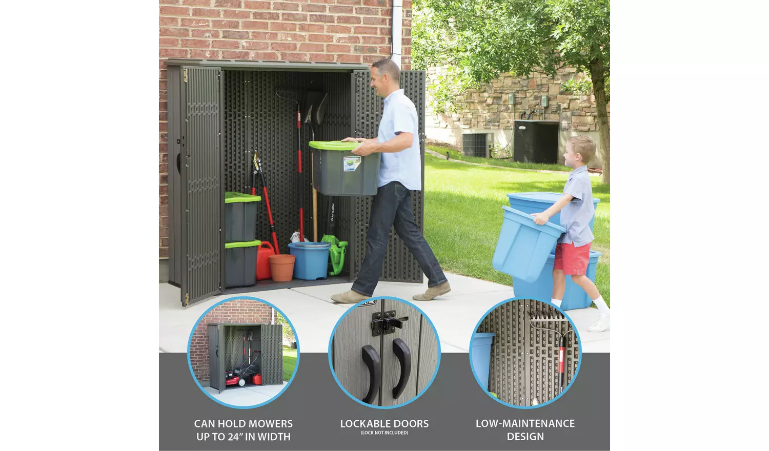 Lifetime Plastic Brown Vertical Storage Shed - 5'3ft