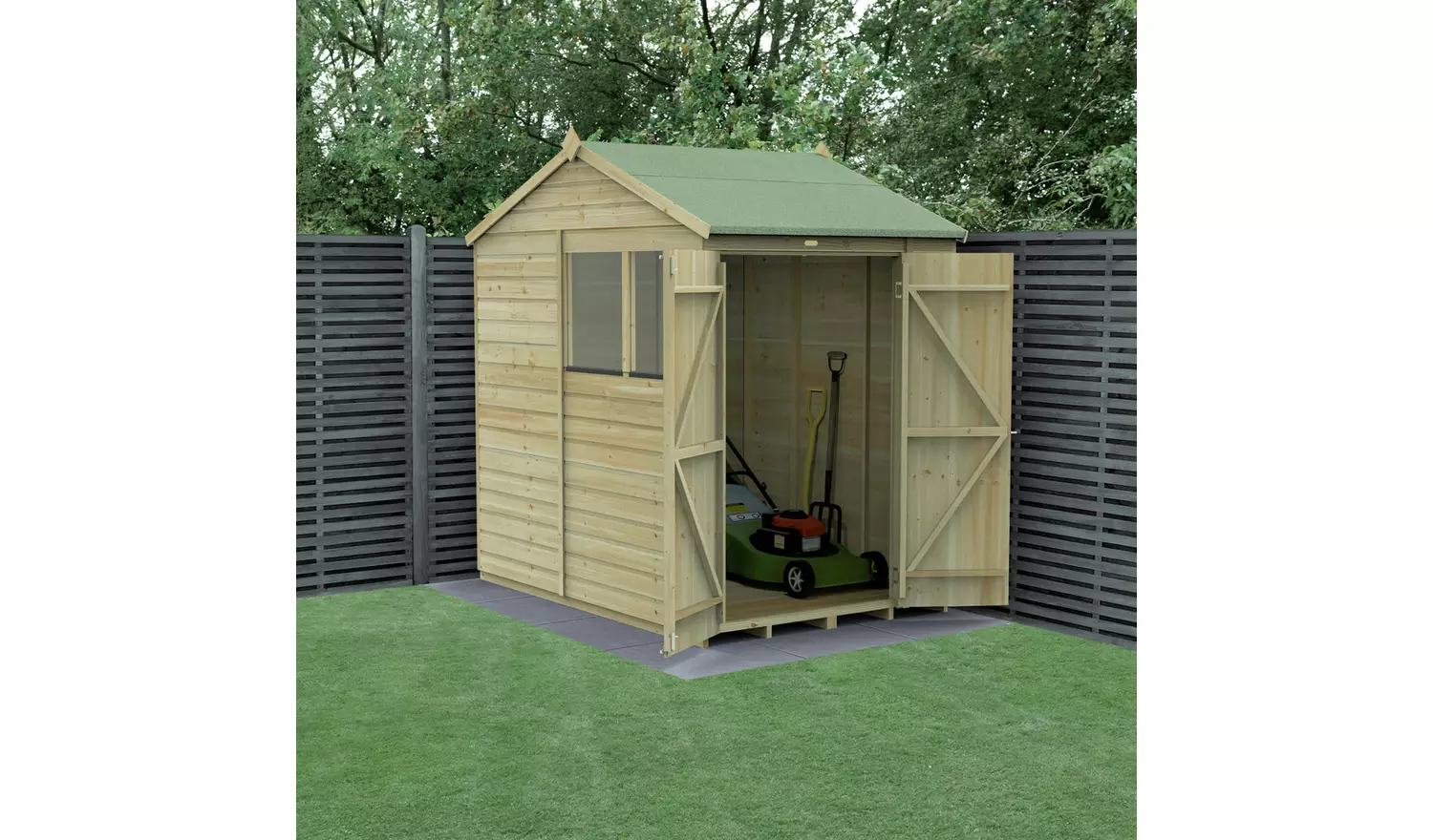 Forest Beckwood Shiplap 2 Windows Reverse Apex Shed - 7x5ft