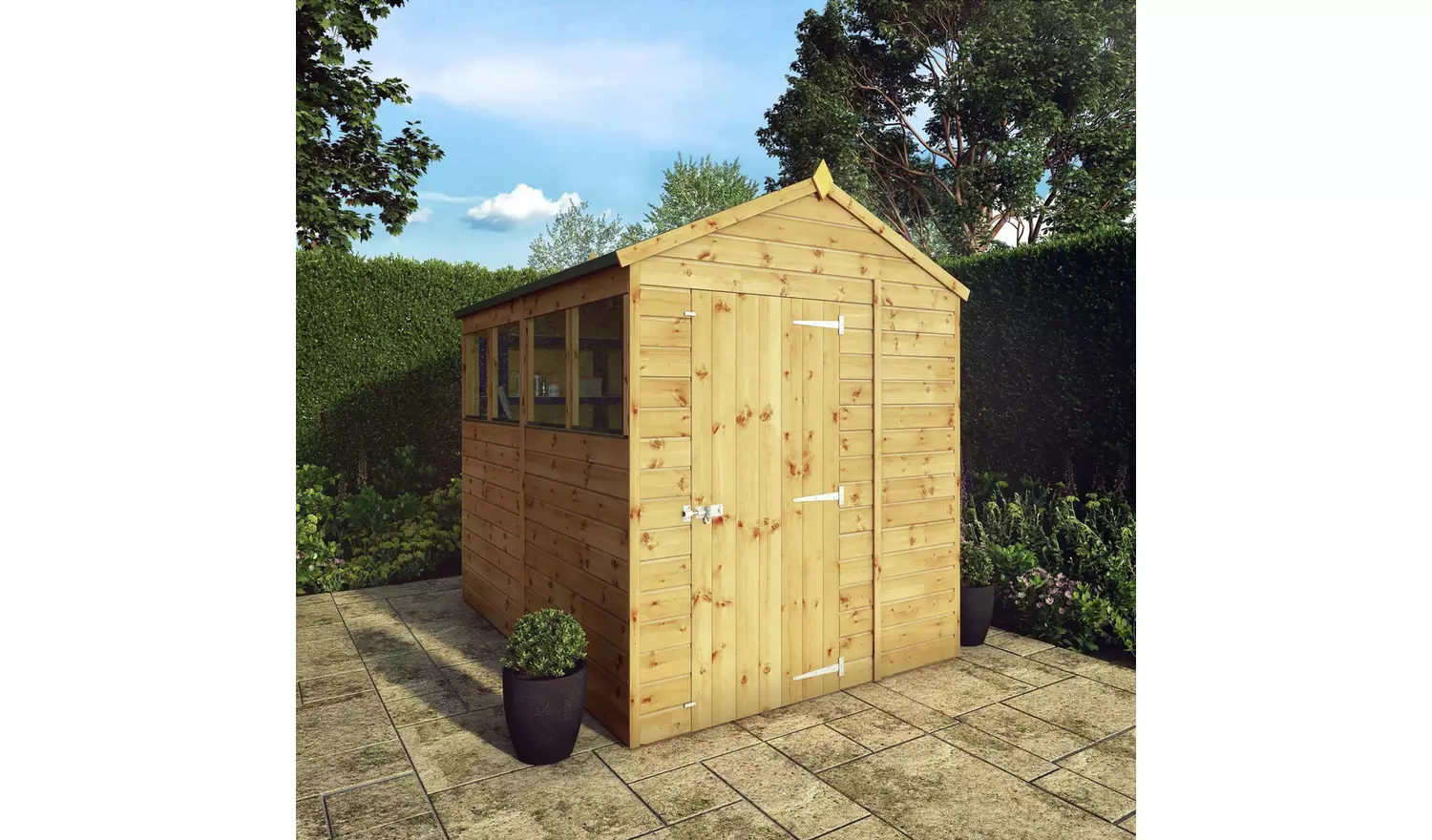 Mercia Shiplap 4Glazed Windows Apex Shed - 8 x 6ft