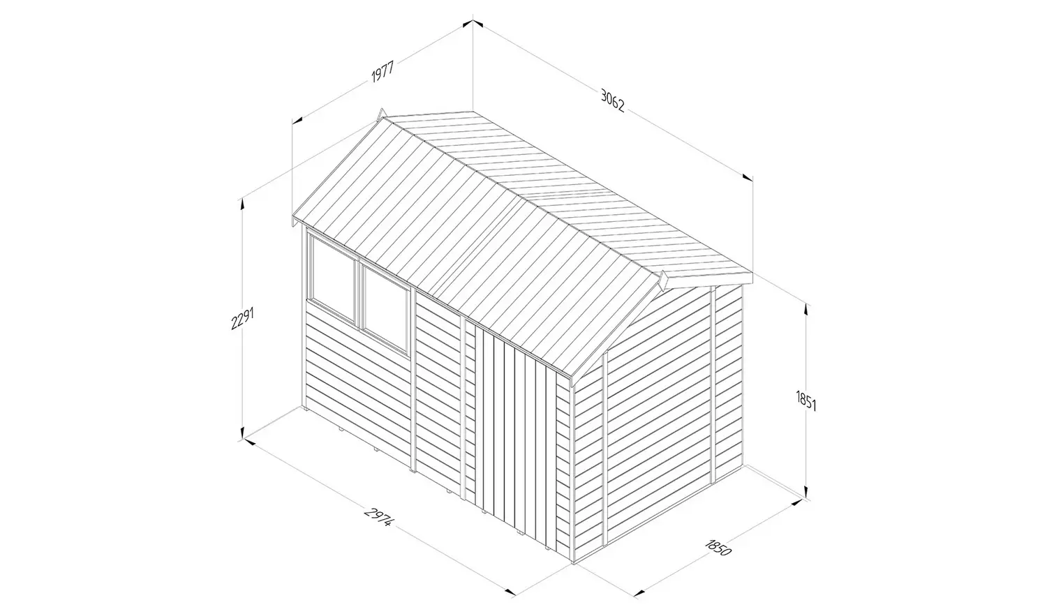 Forest Timberdale 2 Windows Reverse Apex Shed - 10 x 6ft
