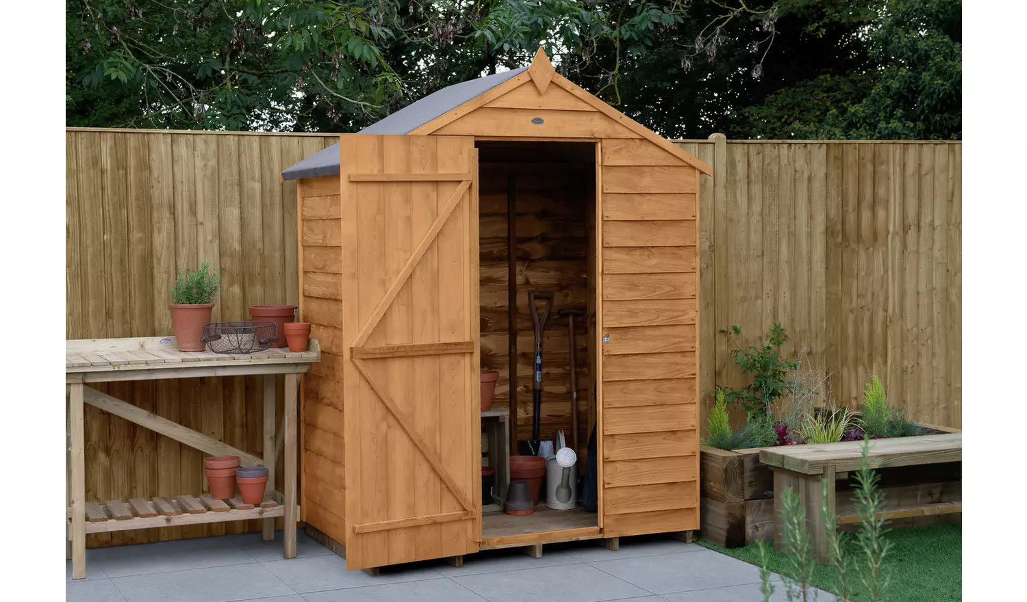 Forest Wooden Overlap Windowless Apex Shed 5 x 3ft