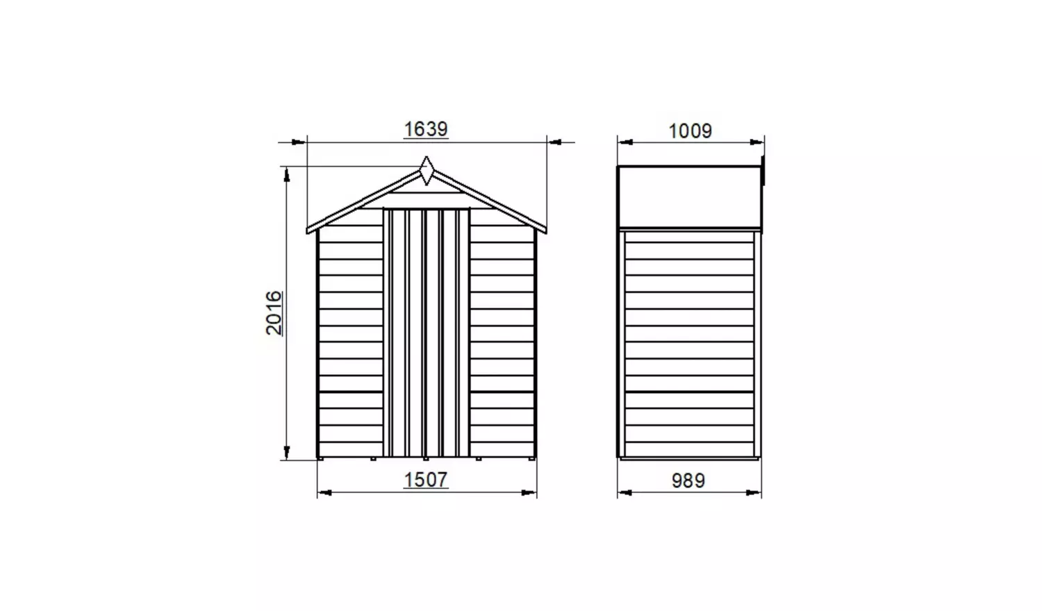 Forest Wooden Overlap Windowless Apex Shed 5 x 3ft