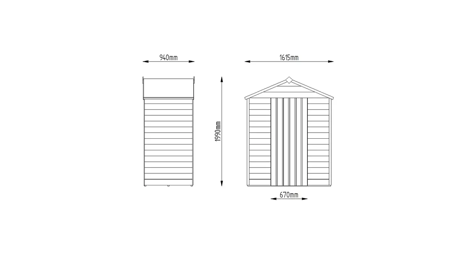 Forest Wooden Overlap Windowless Apex Shed 5 x 3ft
