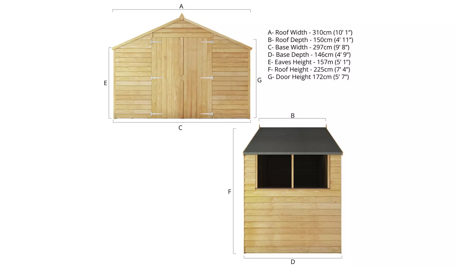 Mercia Overlap Apex Shed - 5 x 10ft