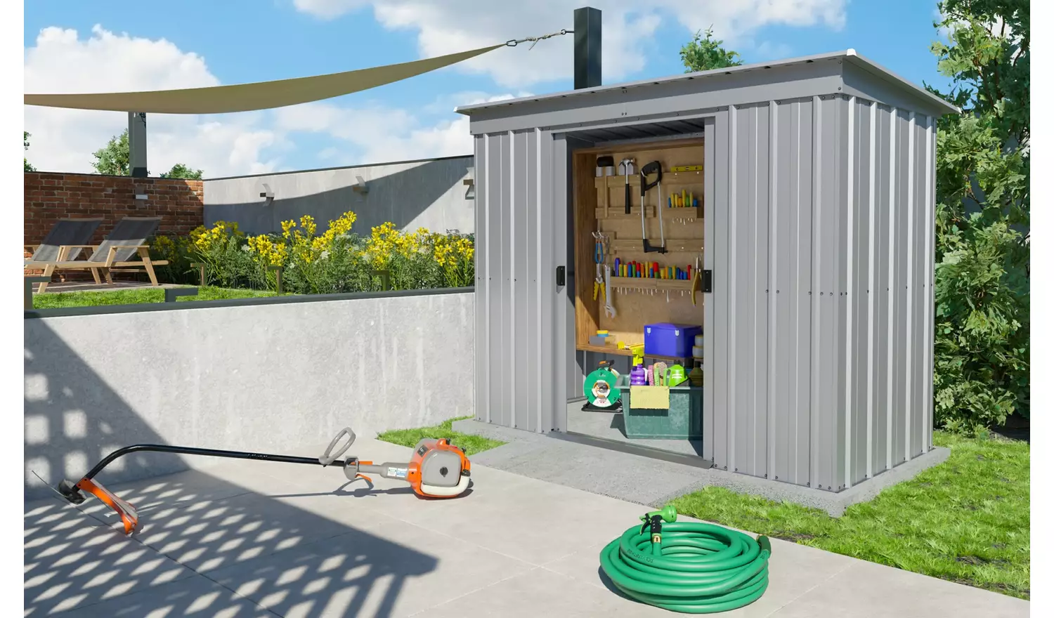 Yardmaster Pent Metal Garden Shed - 8 x 4ft