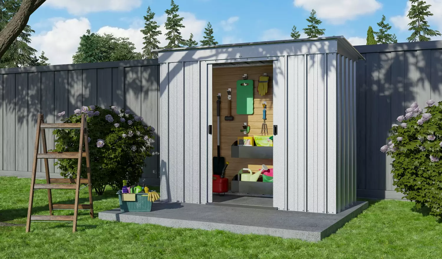 Yardmaster Metal Pent Garden Shed - 6 x 4ft