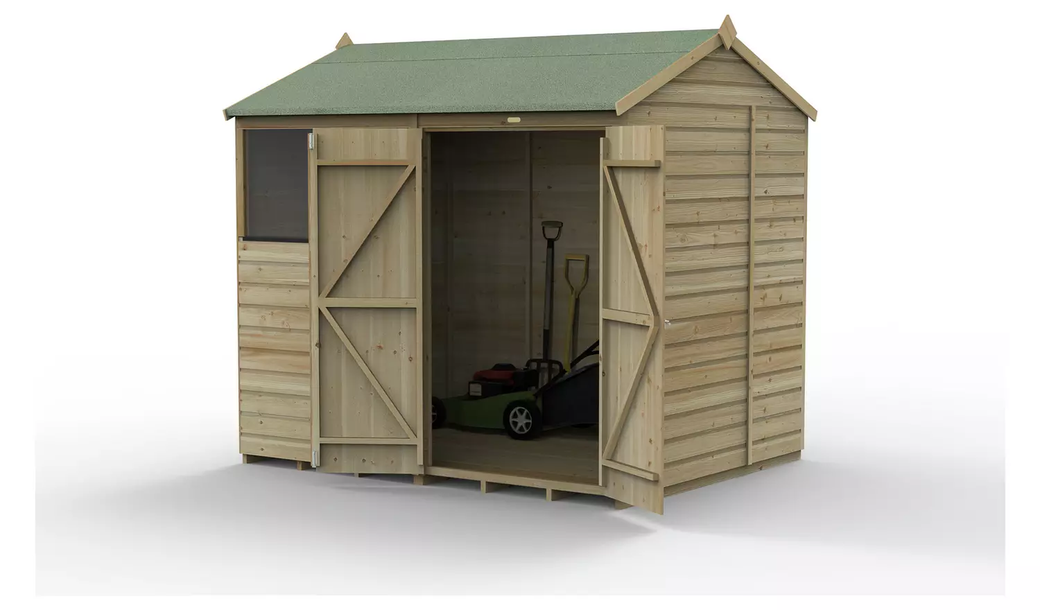 Forest Beckwood Shiplap 2 Windows Reverse Apex Shed - 8x6ft