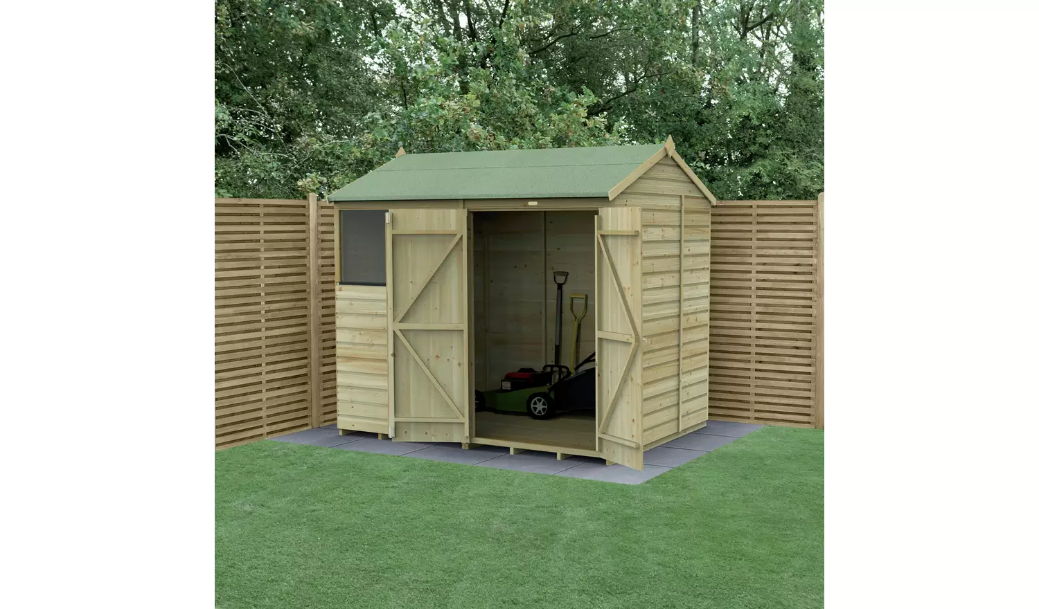 Forest Beckwood Shiplap 2 Windows Reverse Apex Shed - 8x6ft