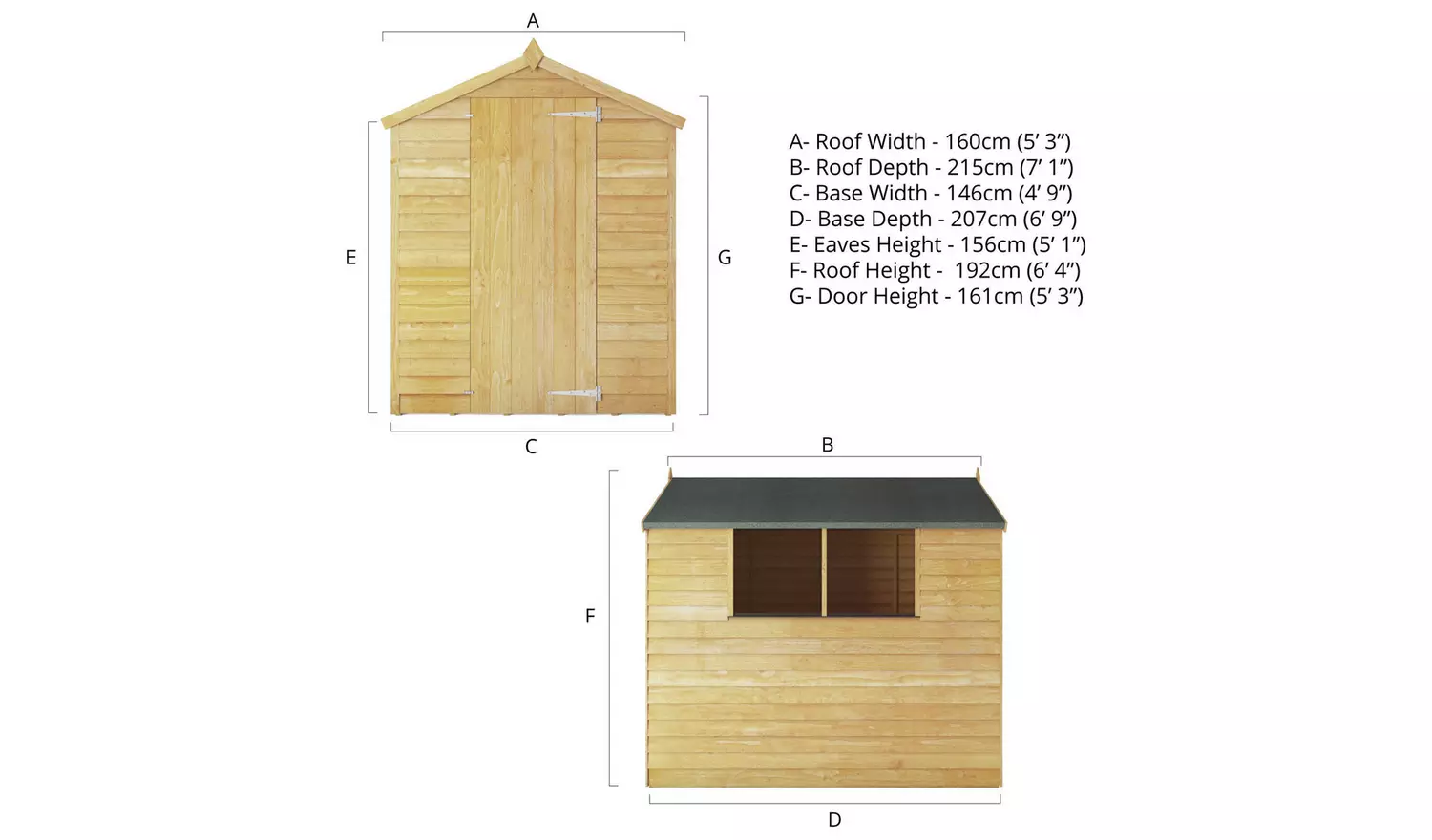 Mercia Wooden Overlap Apex Garden Shed - 7 x 5ft