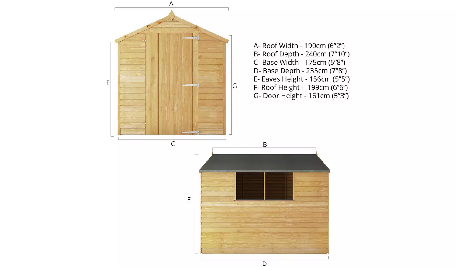Mercia Wooden Overlap Apex Garden Shed - 8 x 6ft