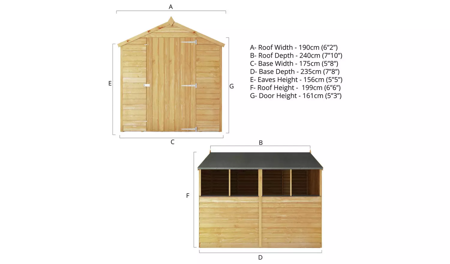 Mercia Wooden Overlap Apex Garden Shed - 8 x 6ft
