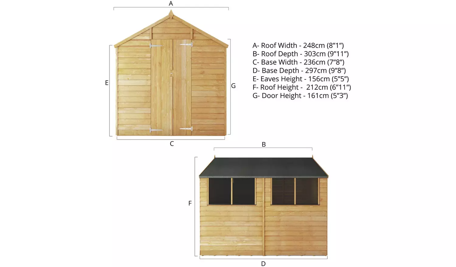 Mercia Wooden Overlap Garden Shed 10 x 8ft