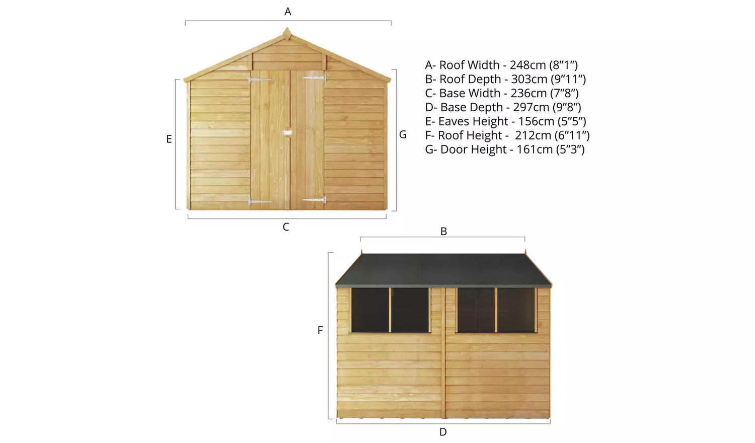 Mercia Wooden Overlap Garden Shed 10 x 8ft