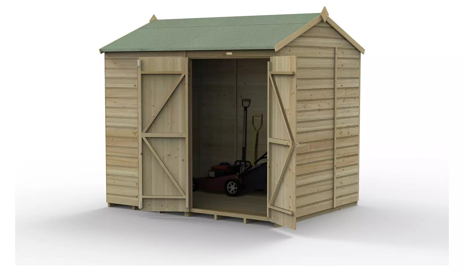 Forest Beckwood Shiplap Windowless Reverse Apex Shed - 8x6ft