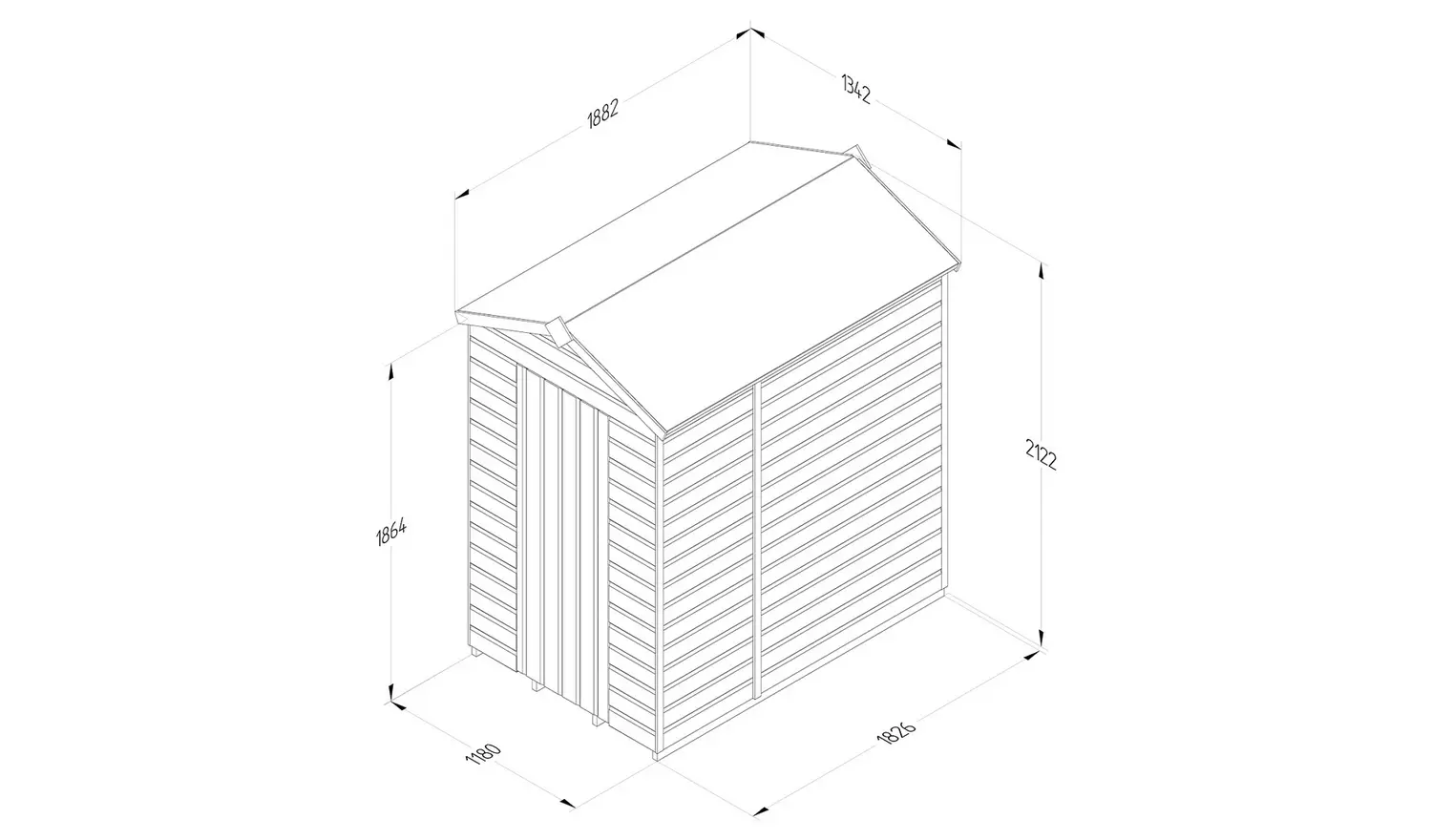 Forest Beckwood Shiplap Windowless Apex Shed - 4 x 6ft